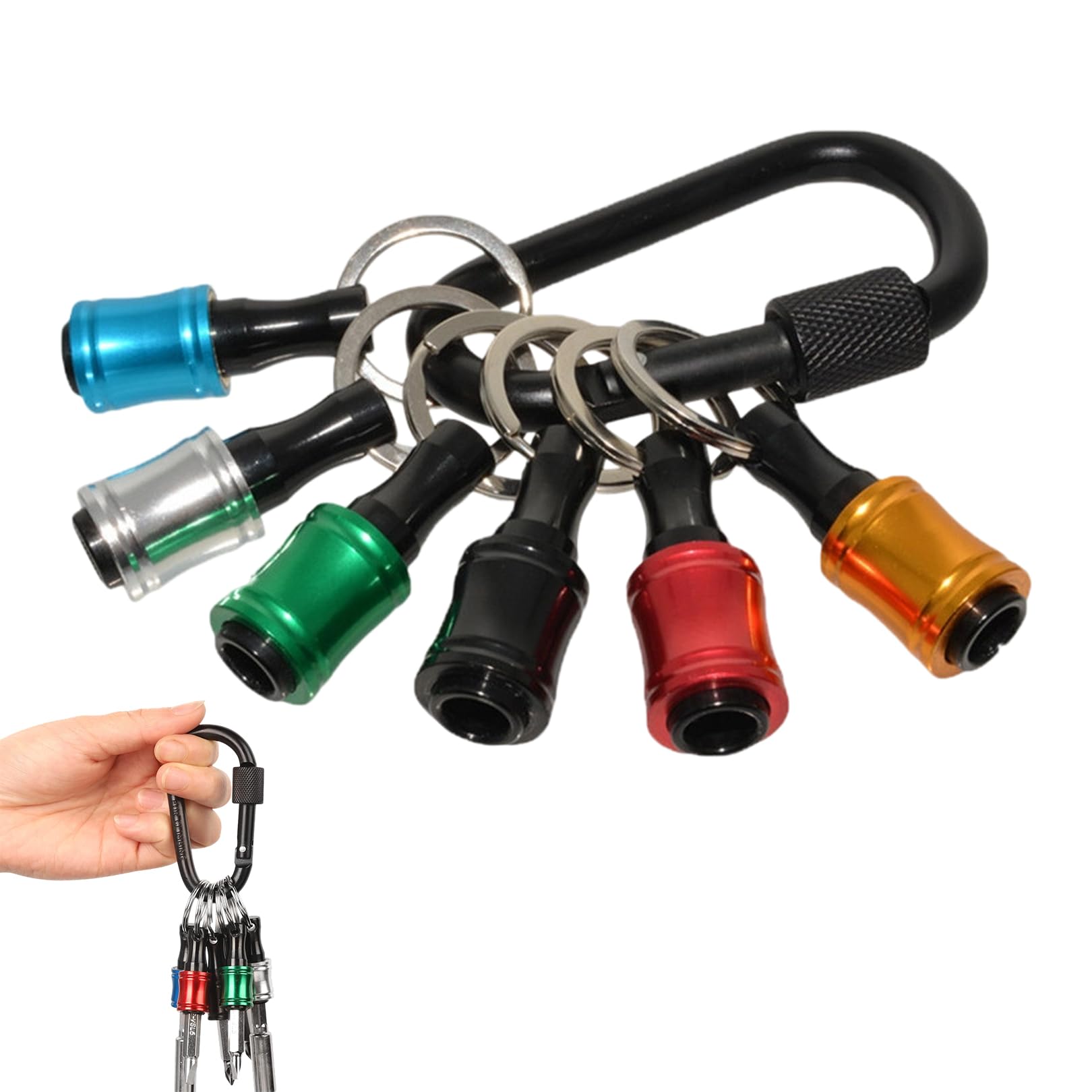 6 Pcs 1/4 Inch Hex Shank Screwdriver Drill Bit Holder Screwdriver Bit Holder Drill Extension with Carabiner Portable Quick Release Drill Bit Extension Organiser for Impact Driver Nut Driver Screws