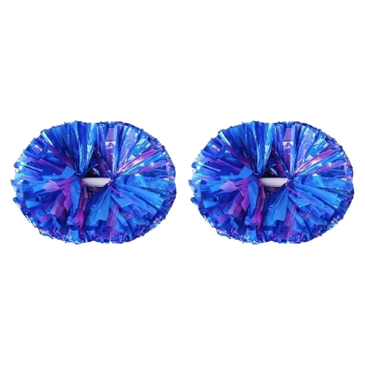 Glitter Metallic Foil Pompoms, 6 Pieces Cheerleading Pom Poms Multicolor for Dance Party(Blue)