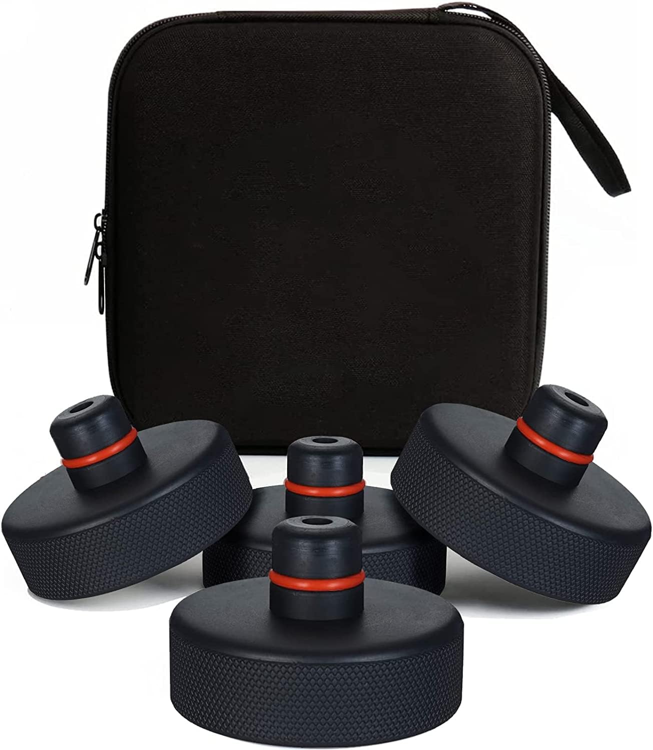 AMOSTBY Jack Pad for Tesla Model 3 S X Y, 4 Rubber Jacking Lift Pucks with A Storage Case, Protects Battery & Chassis, Tesla Car Accessories Jacks Adapter Tool