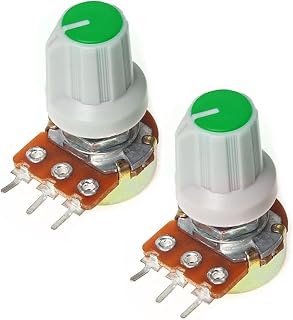 20 piezas WH148 1K 2K 5K 10K 20K 50K 100K 250K 500K 1M potenciómetro lineal con perilla verde AG1 Kit de potenciómetros 15mm 3pin(5K Ohm)