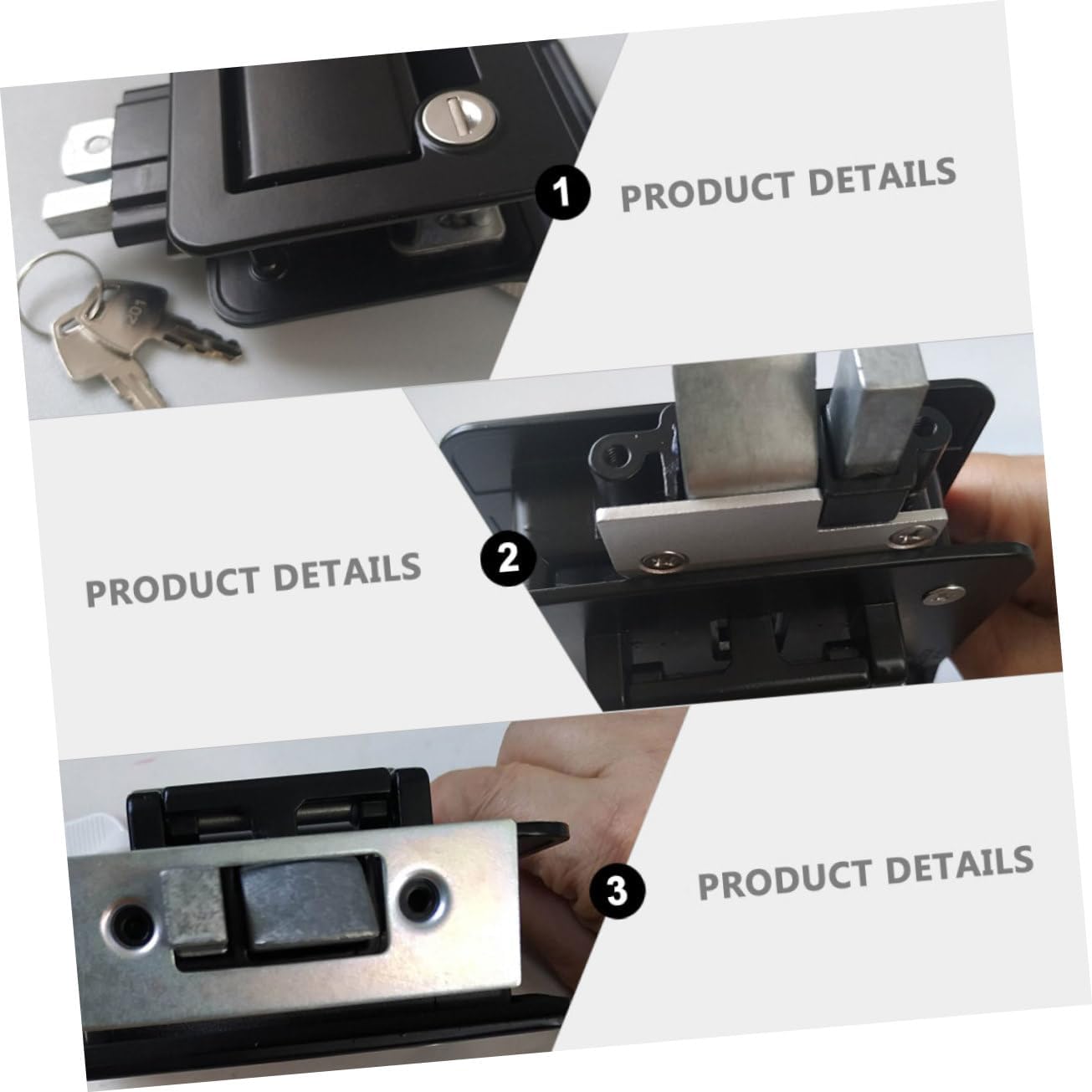 BESTYASH Travel Trailer Door Latch Zinc Alloy Rv Door Lock with Unique Keys Double Open Security for Camper and Trailer Accessory