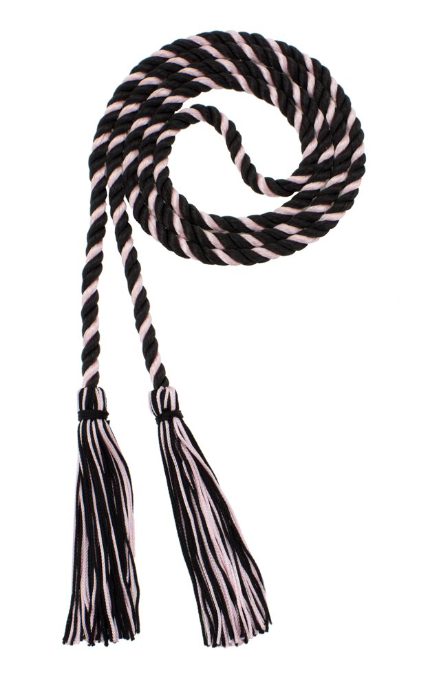 Tassel Depot Graduation Honor Cord - Black/Light Pink - Every School Color Available - Made In Usa