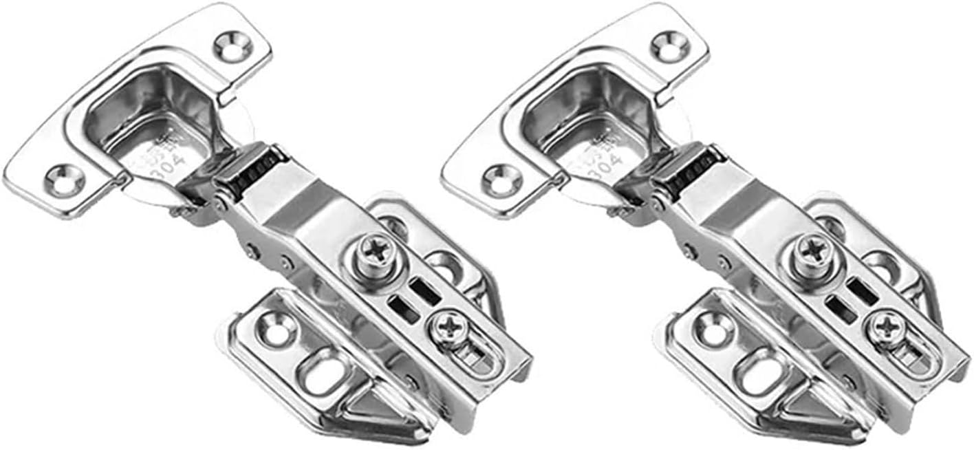2 Pcs Stainless Steel Cabinet Door Hinges Hydraulic Damper Buffer Soft Close Quiet Wardrobe Door Concealed Hinges with Screws