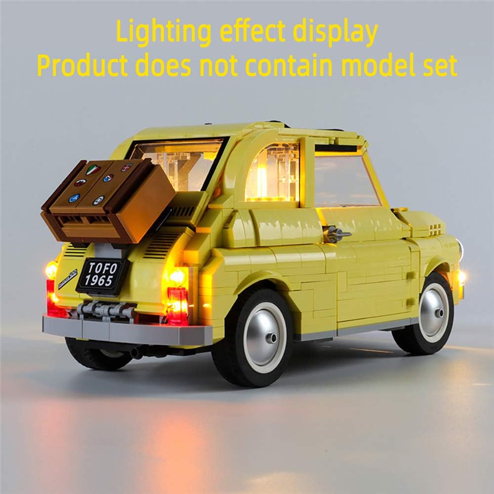 GEAMENT LED Light Kit for Creator Expert Fiat 500 (10271) - Compatible with Lego 77942 Building Blocks Model (Model Set Not Included)