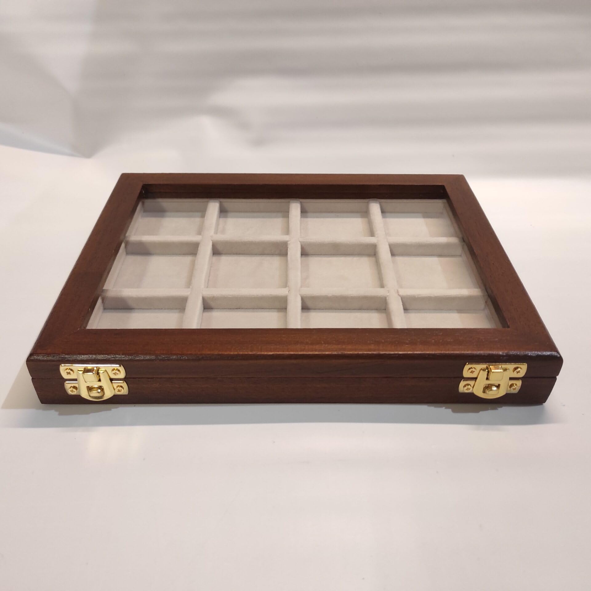 Caja para Monedas y medallas de colección en Madera y Terciopelo, 4 configuraciones de Compartimentos, Hecha a Mano en Italia, Personalizable