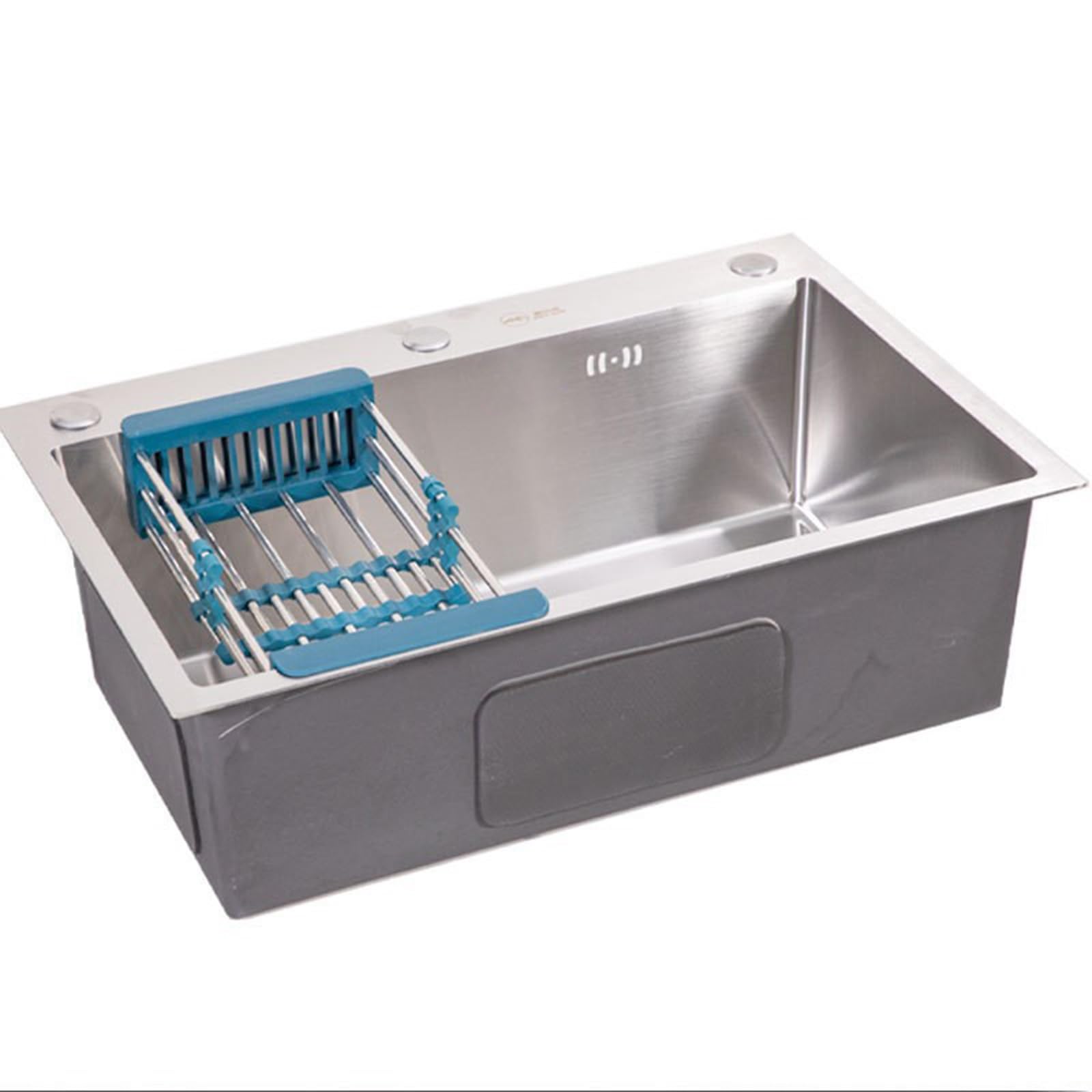 Kitchen Sinks Undermount Stainless Steel Sink Single Bowl Dishwashing Sink Draining Basket and Drain Assembly, Drain Cap(Size:75 * 45cm)