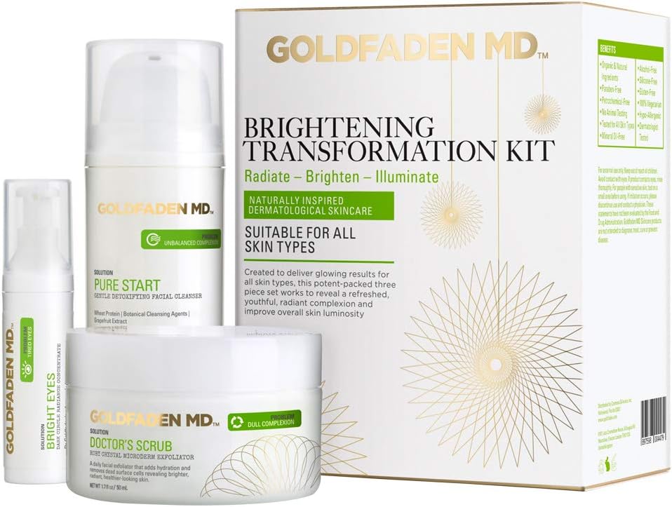 Brightening Transformation Kit | Advanced Skin Care Regime For Face | Includes Doctors Scrub Microdermabrasion Exfoliator, Pure Start Cleanser & Bright Eyes Eye Cream | 3 Pc Set