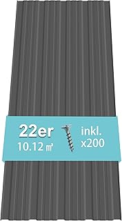 Thanaddo 22er Set Profilblech Trapezblech mit Schraube Blech Metall Dachblech Dach Platten Stahlblechdachplatten 10.12m², Legierter Stahl