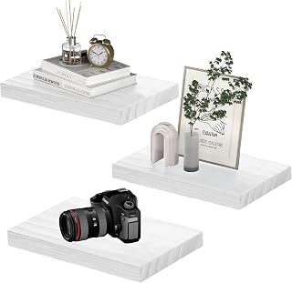 PopiShelves Small Floating Shelves for Wall - 12 x 9 Inch White Shelves for Bedroom, Living Room, Bathroom, Kitchen, Office Decor Set of 3