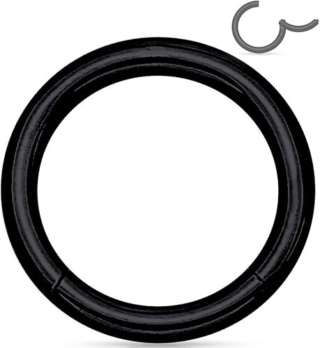 Miniatura 69 de Forbidden Body Jewelry - Piercing para la nariz de acero quirúrgico 316L con bisagra, 14G, 16G, 18G, diámetro de 15/64, 5/16, 25/64, 15/32 pulgadas