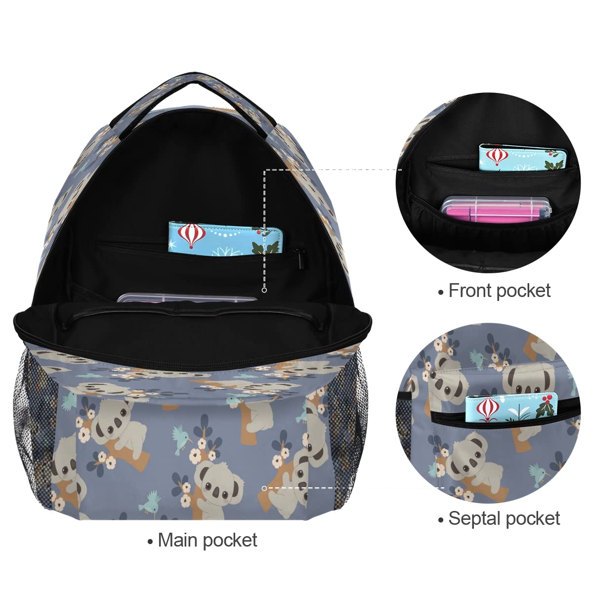 Mochila personalizada para niños y niñas, lindo caballo con flores de cuento de hadas personalizado nombre estudiante bolsa para escuela primaria, #10, talla única