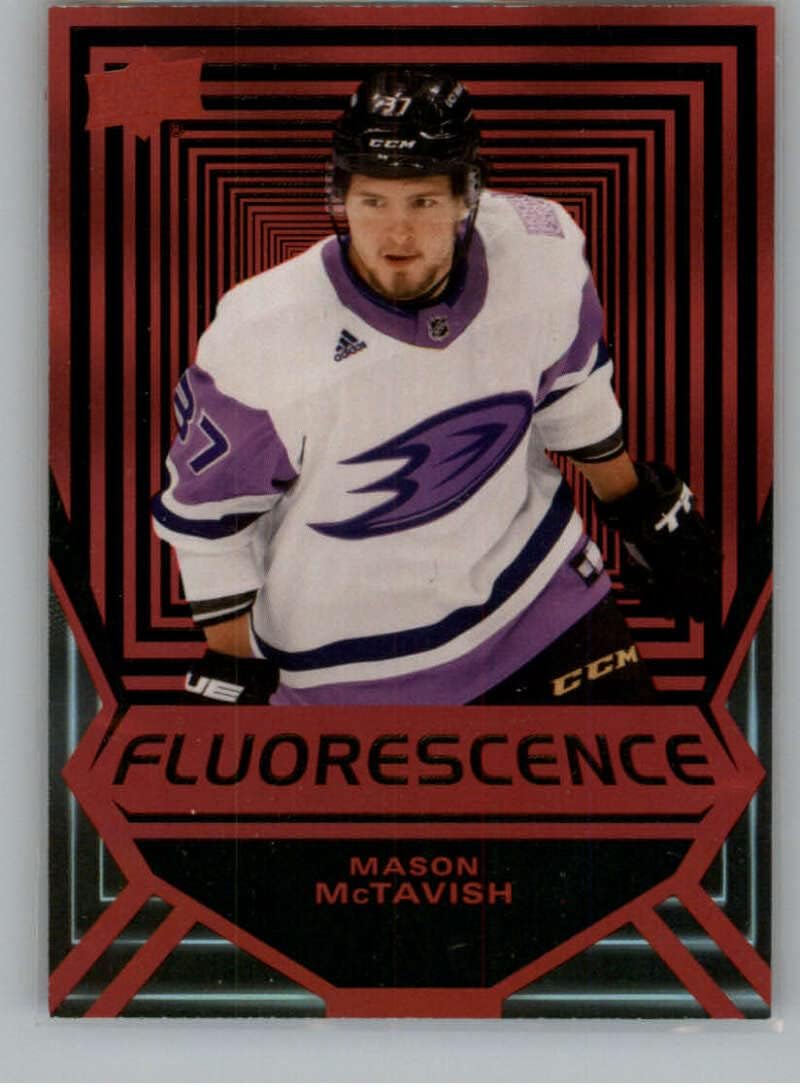 2021-22 Upper Deck Series Two Fluorescence Red #FL-2 Mason McTavish RC Rookie Card Anaheim Ducks Official NHL Hockey Card in Raw (NM or Better) Condition
