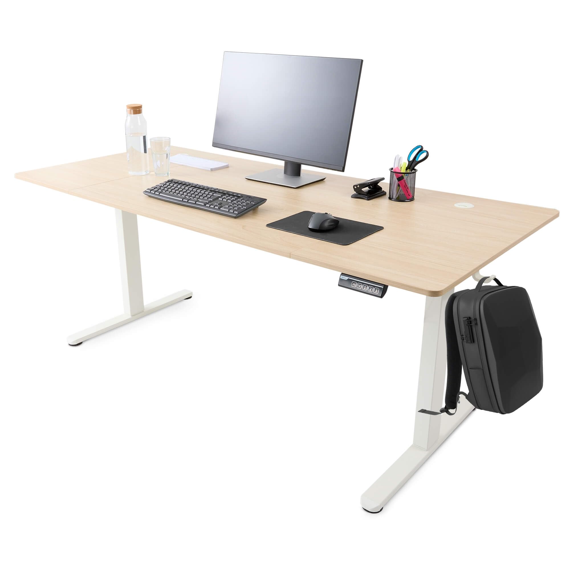 Arebos elektrisch höhenverstellbarer Schreibtisch 160x80 cm | Memory-Funktion | Verstellbarer Computertisch 72-118 cm | Standing Desk | ergonomischer Bürotisch | Steh-Sitz Tisch | Beige