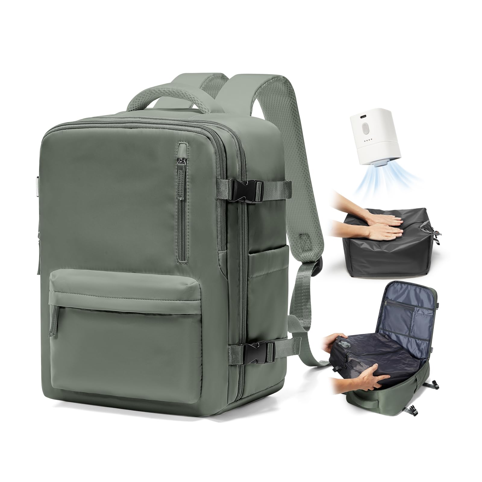 BJLFS Zaino Ryanair 40x30x20 Sottovuoto con Pompa Zaino da Viaggio Ryanair 40x20x25 Borse da Cabina per Wizzair Bagaglio a mano Easyjet Sottovuoto Zaino Casual per Laptop 14 Pollici