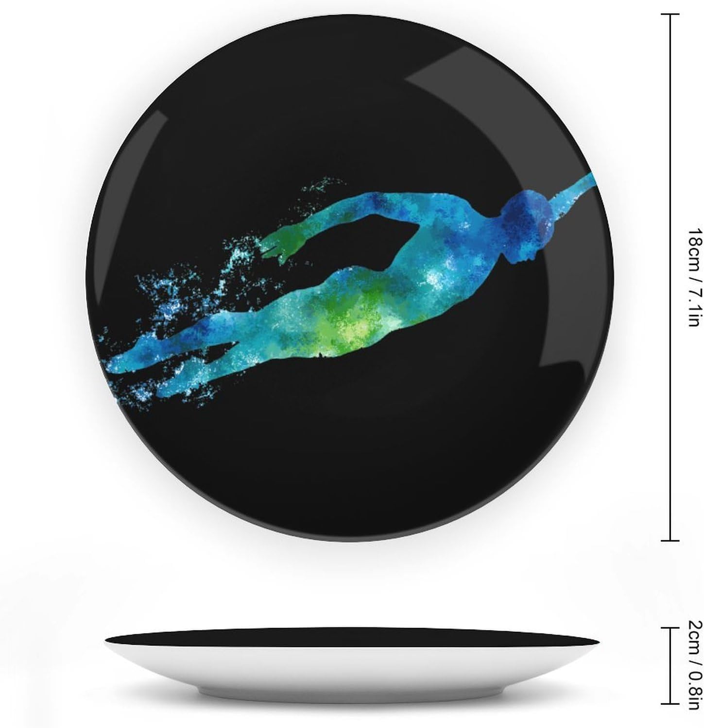 Swim Swimmer Swimming Decorative Plates for Display Ceramic Plate Tray with Stand Hanger Home Decor