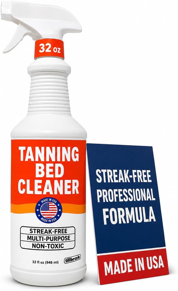 32 oz Tanning Bed Cleaner Streak-Free, Universal Cleaning Spray for Non-Porous Surfaces and Acrylic – Covers 500 sq ft – Safe & Non-Toxic
