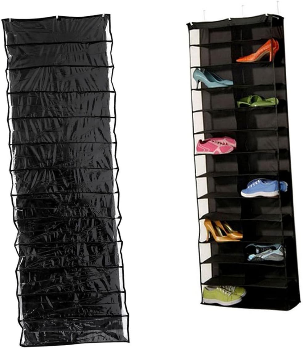 ABOOFAN 2PCS Over Door Shoe Organizer with Capacity Hanging Storage for Shoes Slippers and Accessories Space Saver for Closet Bedroom Dorm Black