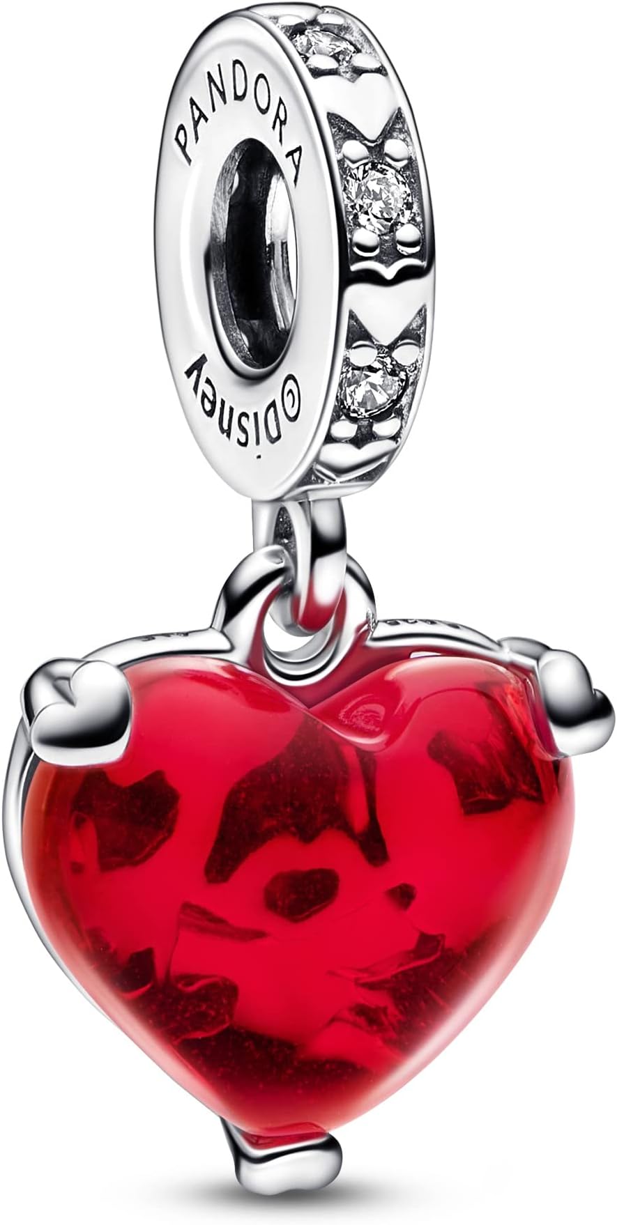 Disney Anhnger Micky und Minnie, Sterlingsilber, mit klarem Zirkonia und rotem Muranoglas