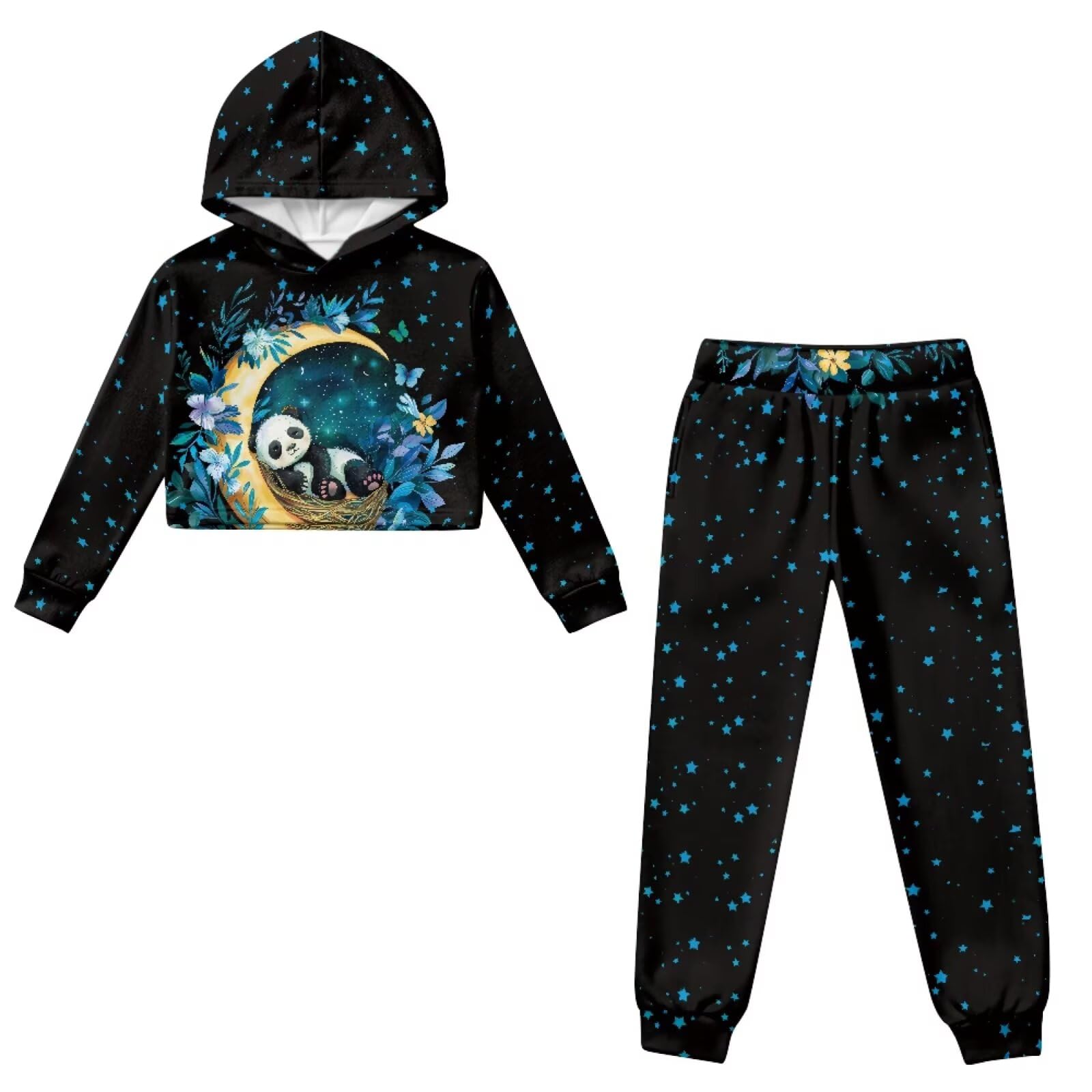 chaqlin Dziewczęcy dres z kapturem, spodnie, 2 szt., top dresowy, dla dziewcząt, topy, spodnie, odzież sportowa, strój do joggingu, dla dzieci w wieku 4-13 lat