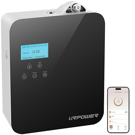 URPOWER 400ml Essential Oil Diffuser Wood Grain Diffuser with Auto Shut-off, Aromatherapy Oil Diffuser Humidifier and 4 Timer Settings Humidifiers Diffusers for Essential Oils for Bedroom Office