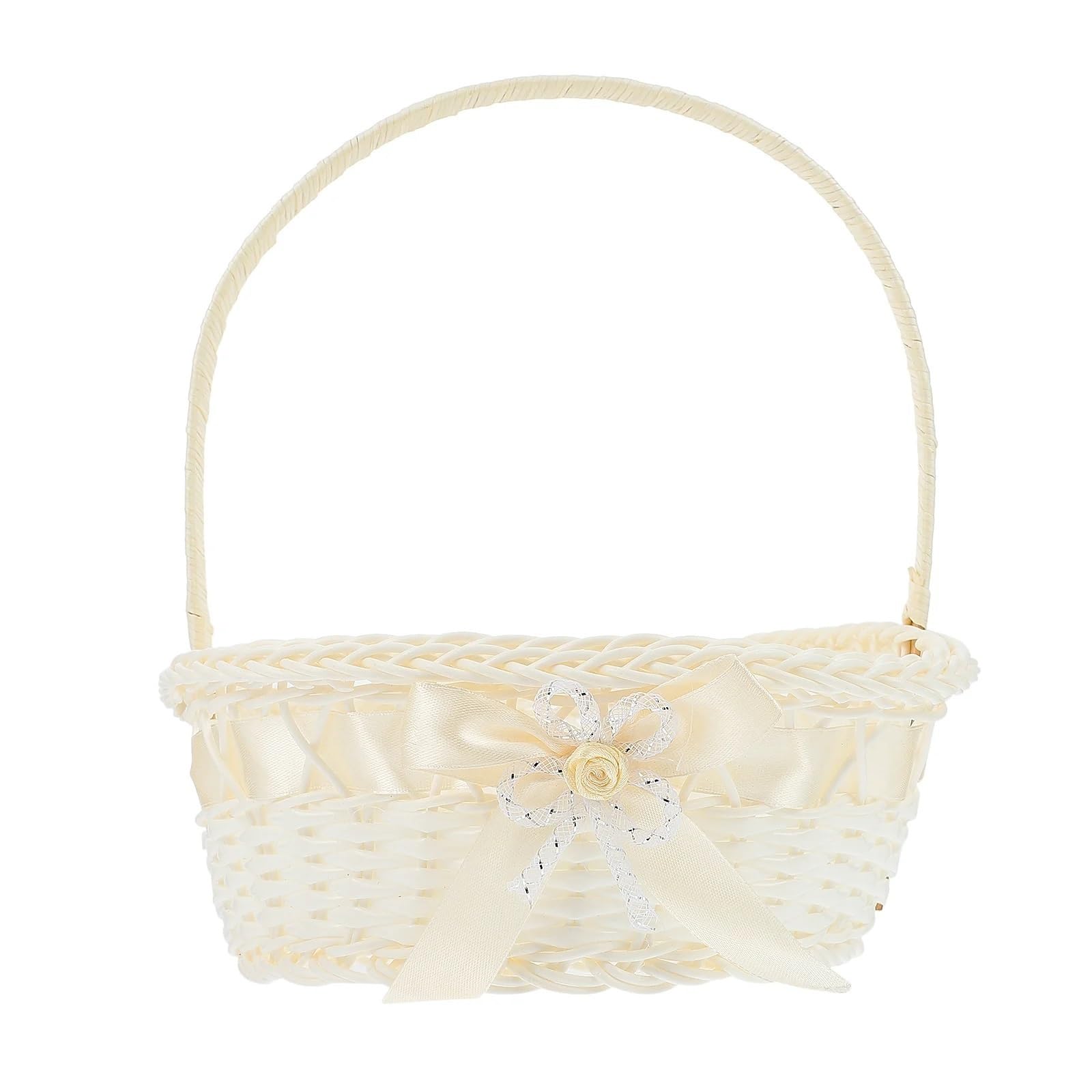 Cestini Per Le Ragazze In Fiore Del Matrimonio Cesto di fiori for matrimonio Confezione intrecciati Composizione in rattan fatto a mano Fornitura for feste Sposa nuziale