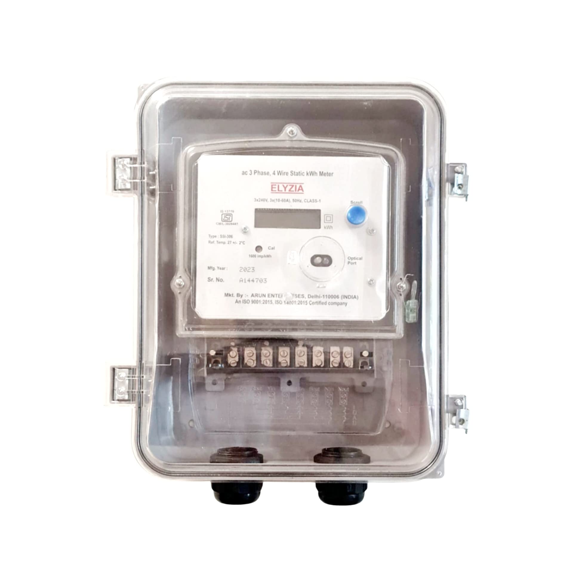 THREE PHASE 4 Wire 10-60 A Electronic Energy KWH MULTIFUNCTION Meter LCD DISPLAY with Meter Box(Sub Meter)