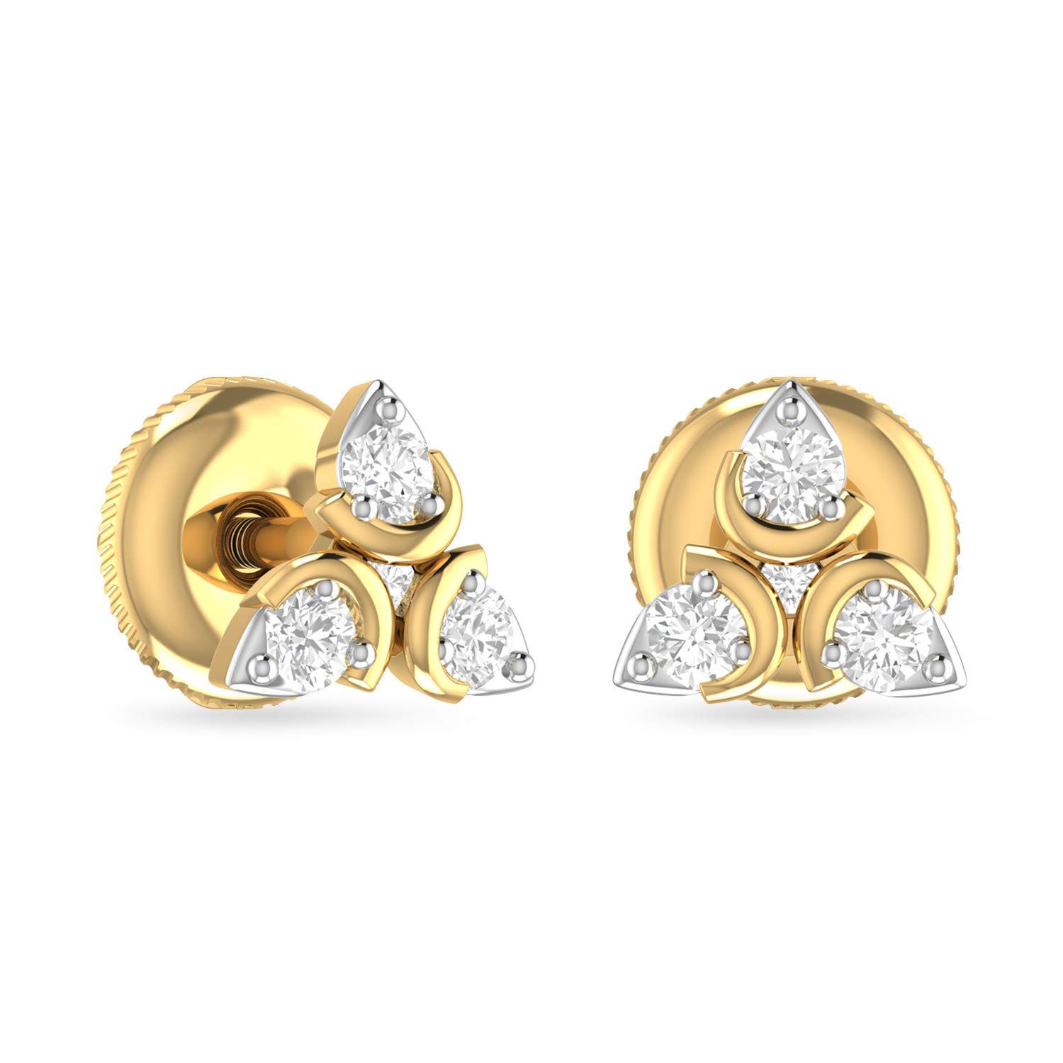 pc jeweller 18k (750) Yellow Gold and Diamond Stud Earrings for Women-picture-8