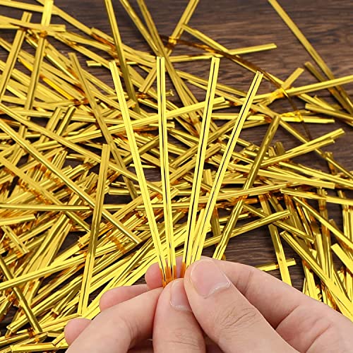 LUTER 750 Pcs 4 Inches Metallic Twist Ties Reusable Bag Ties Plastic Bread Twist Ties for Candy Bags Coffee Bags, Snacks - Image 4