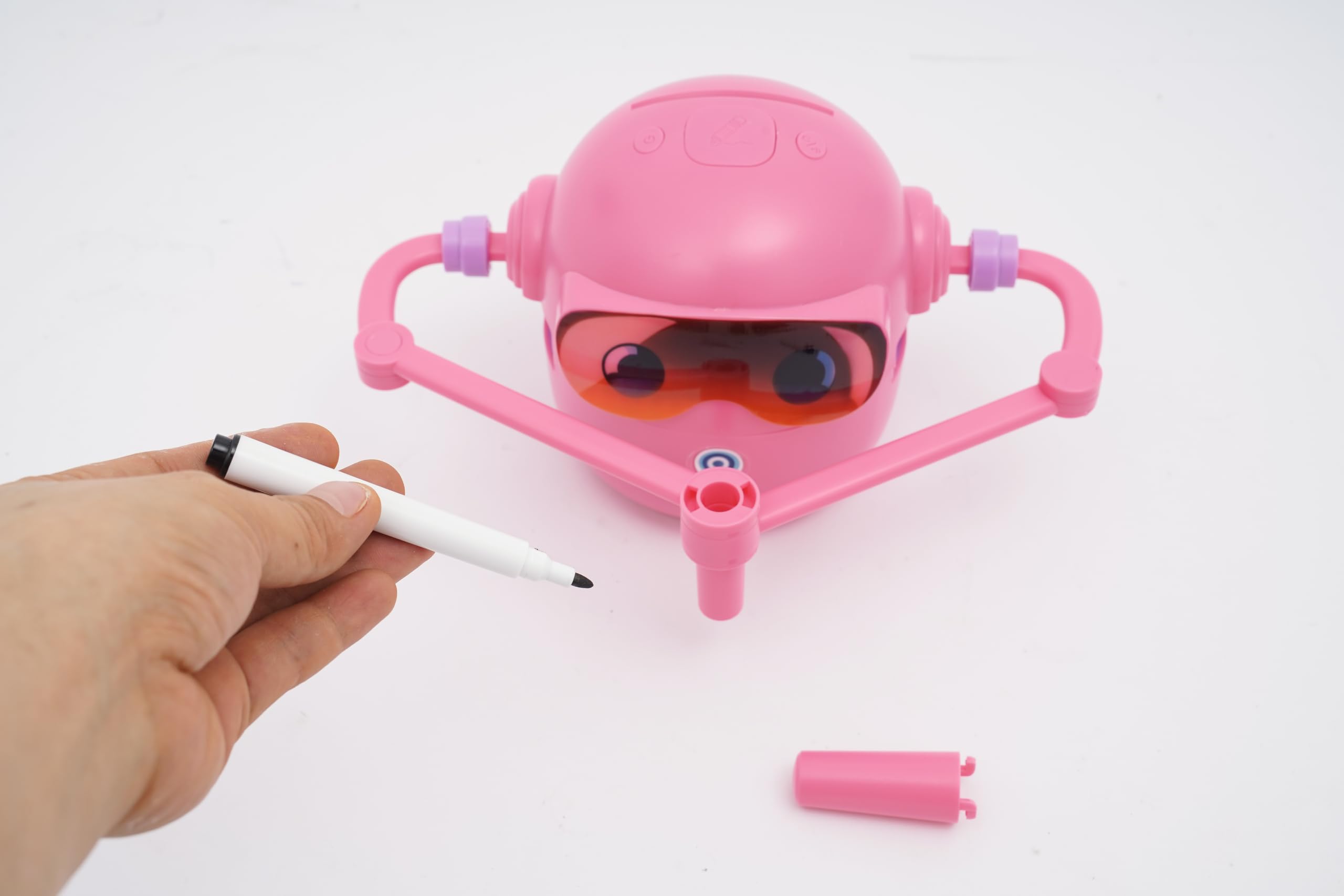Zeichenroboter Für Kinder, Lernspielzeug Zum Zeichnen | Mit 100 Karten & 12 Farbstiften, Automatische Zeichenfunktion, ABS-Material Rosa, Für Kinder Von 3 Bis 10 Jahren