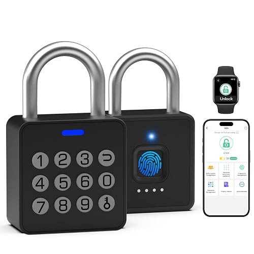 Smart Locker Lock with Code, Fingerprint Keyless Biometric Padlock, Weatherproof