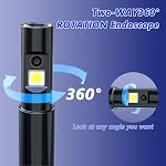 Dual Lens Endoscope Camera with Light, Ferdiiz 360° Rotation Probe Borescope with 8 Adjustable LED Lights, 4.5" Endoscope Inspection Camera with IP68 Waterproof, 2m Semi-Rigid Cable for Android iOS