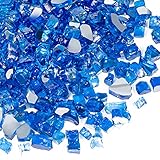 X Home 20LB Fire Pit Glass Rocks, 1/2 Inch Reflective Fire Glass for Propane Fire Pit, Gas Fireplace, Cobalt Blue