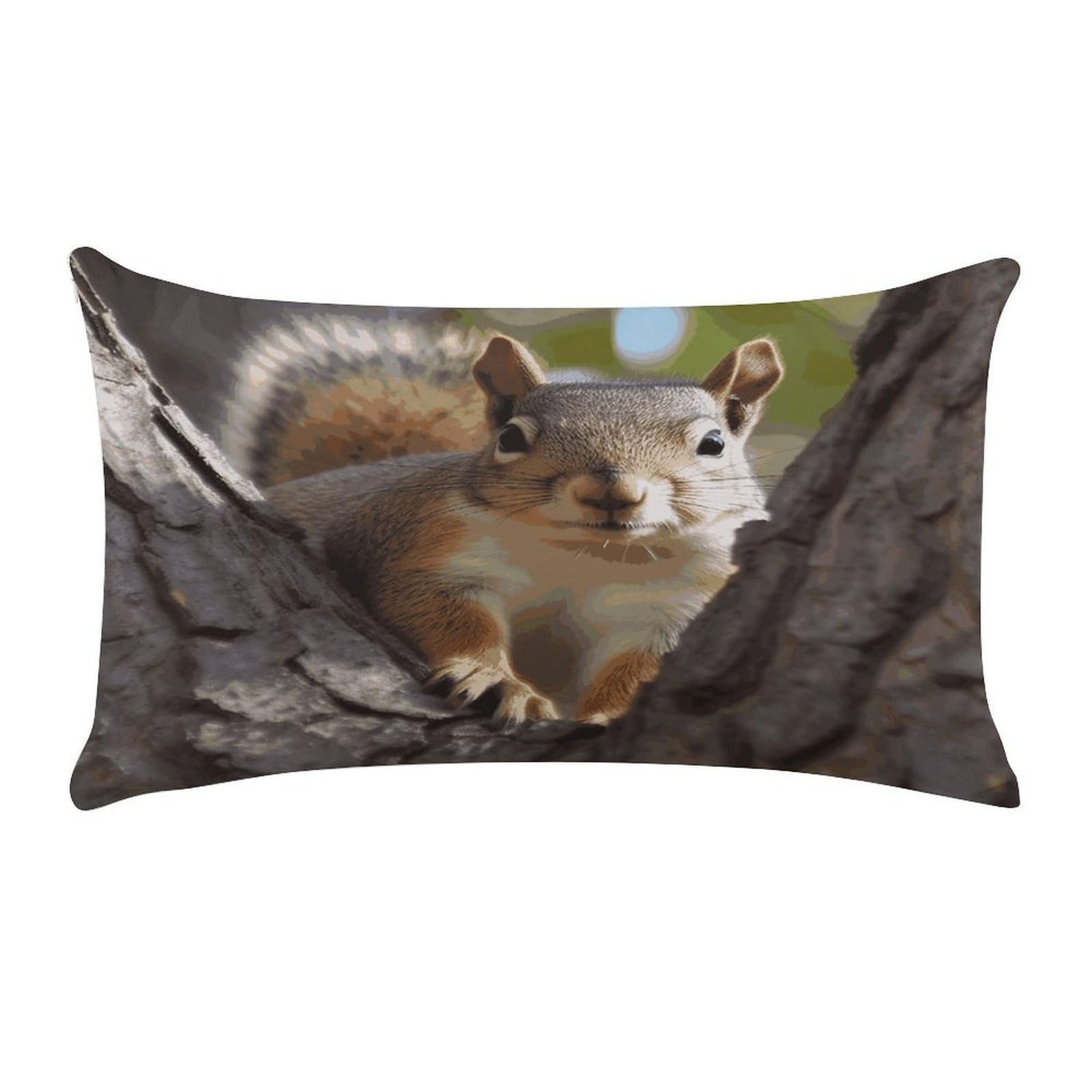 LDGSUPH Squirrel in The Tree Throw Pillow Cover with Zipper Long Throw Pillow Case Anti-Fading Pillow Protector Super Soft Decorative Cushion Case Exquisite Plush Pillowcase12 X 20 in