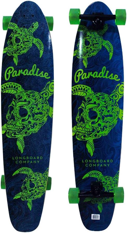 Paradise Longboard Turtle Skull Kicktail 9.75" x 44" Blue/Green