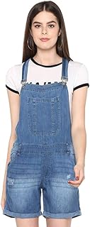 Life by Shoppers Stop Womens Strappy Neck Mild Wash Dungarees