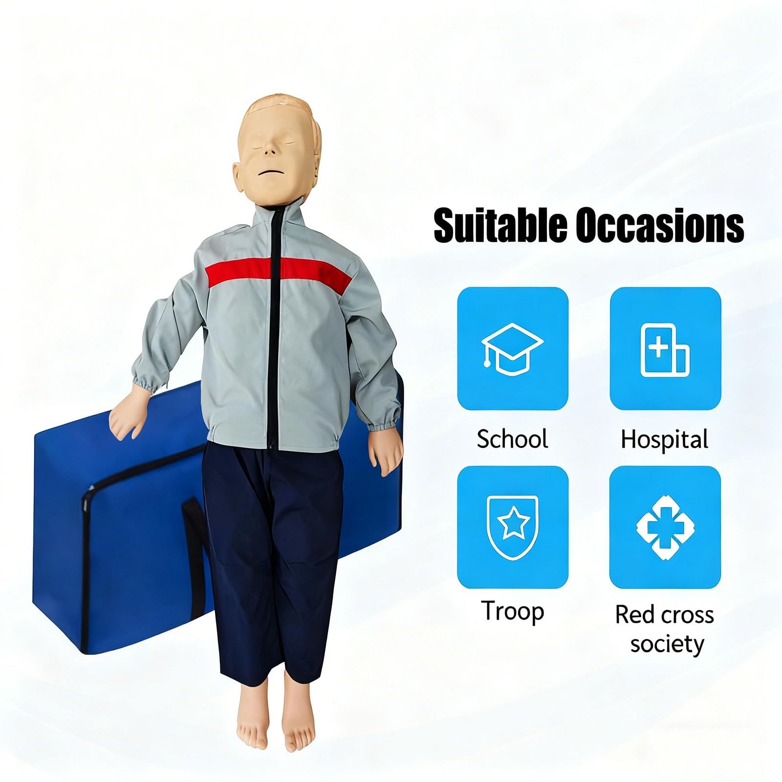 ELZEM CPR Manichino didattico Bambino Professionale Formazione Manichino Primo Soccorso Modello Medico Umano per Addestramento al Pronto Soccorso A