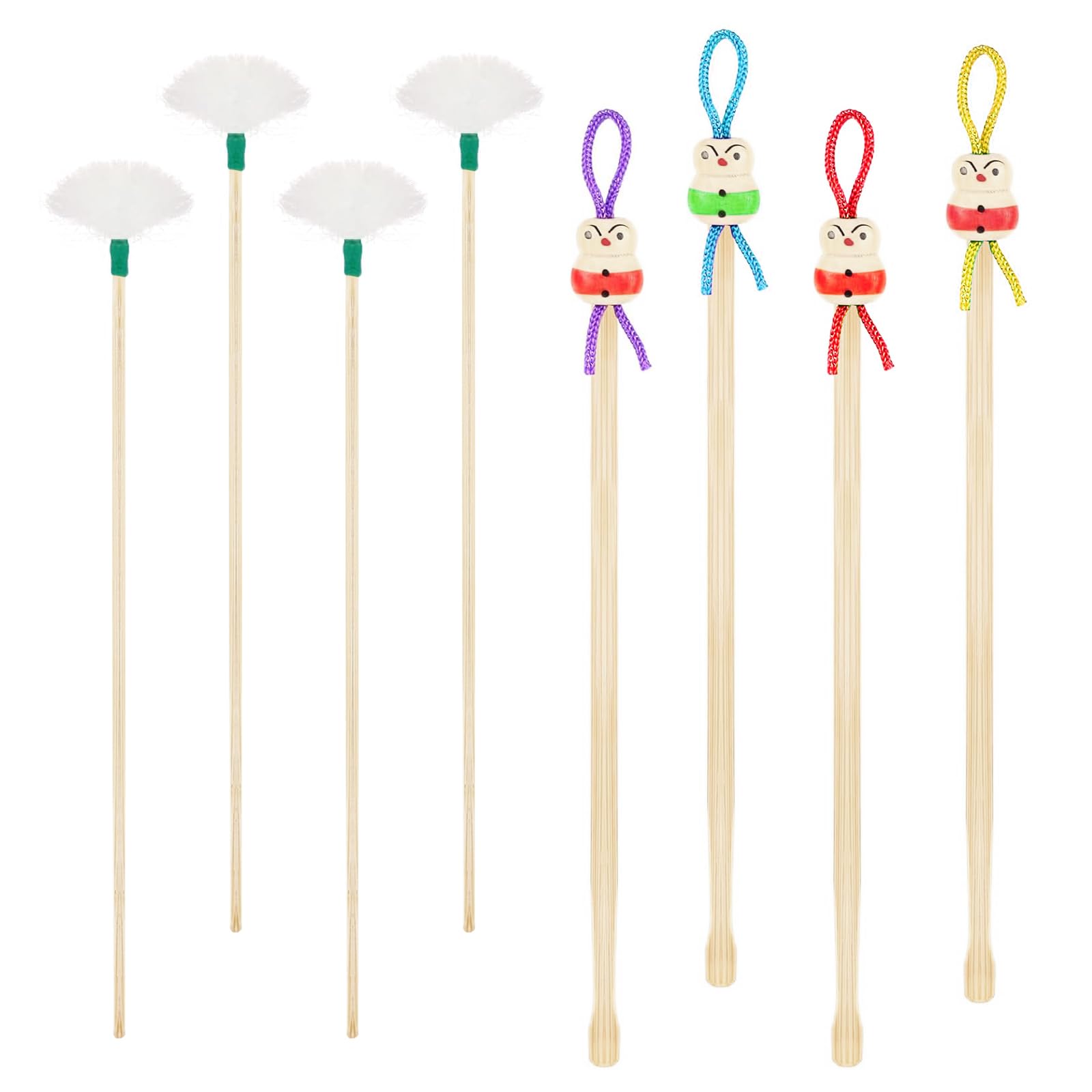 Kit de limpiador de oídos de bambú con palillo y cuchara - 4 piezas con un bonito diseño de muñeca para principiantes, herramientas suaves para eliminar la cera de los oídos, juego ligero multiusos para el hogar y viajes