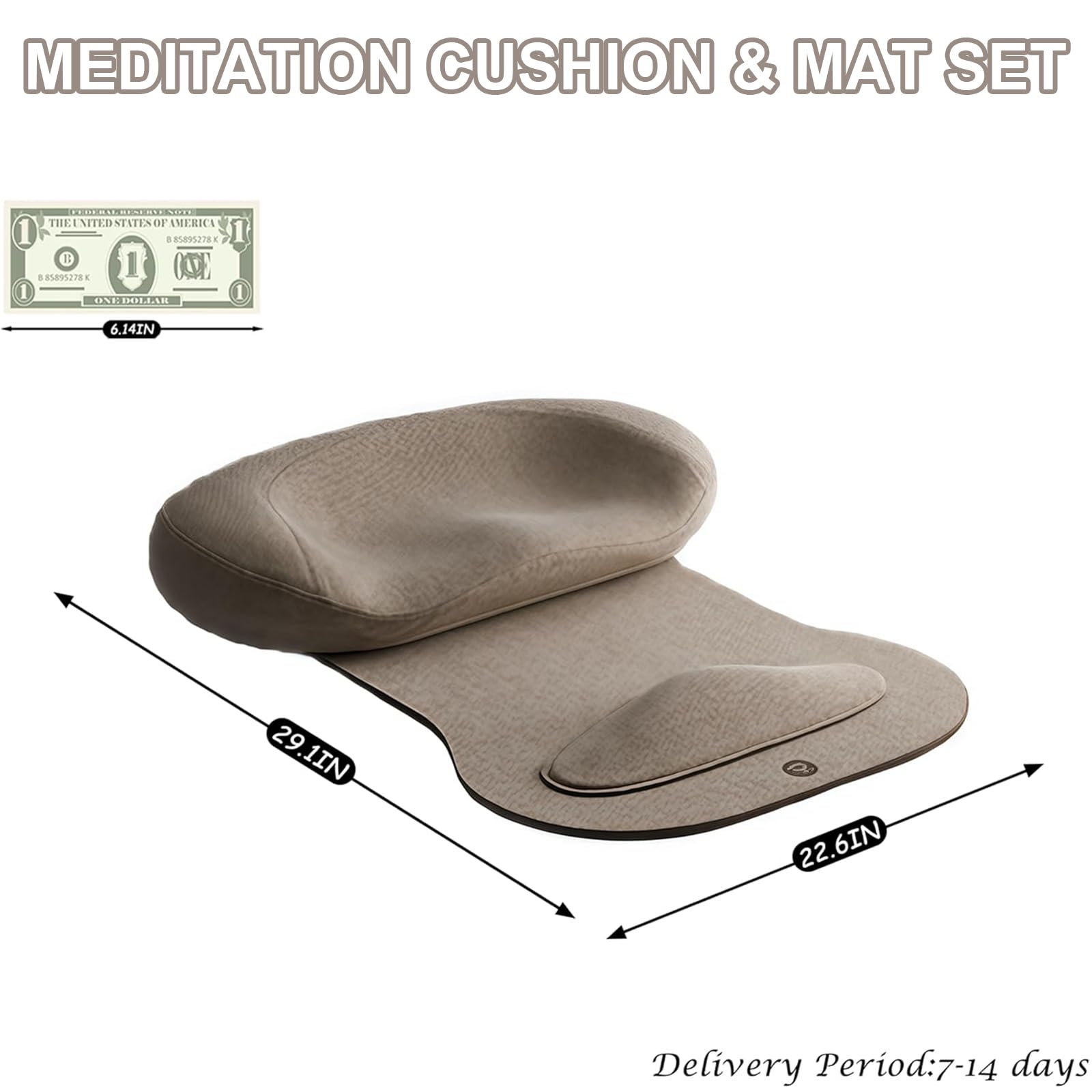 Set di cuscino e tappetino da meditazione pieghevoli, design ergonomico per supporto suddiviso in zone, fibbia magnetica per apertura e chiusura rapida, allevia intorpidimento e dolore