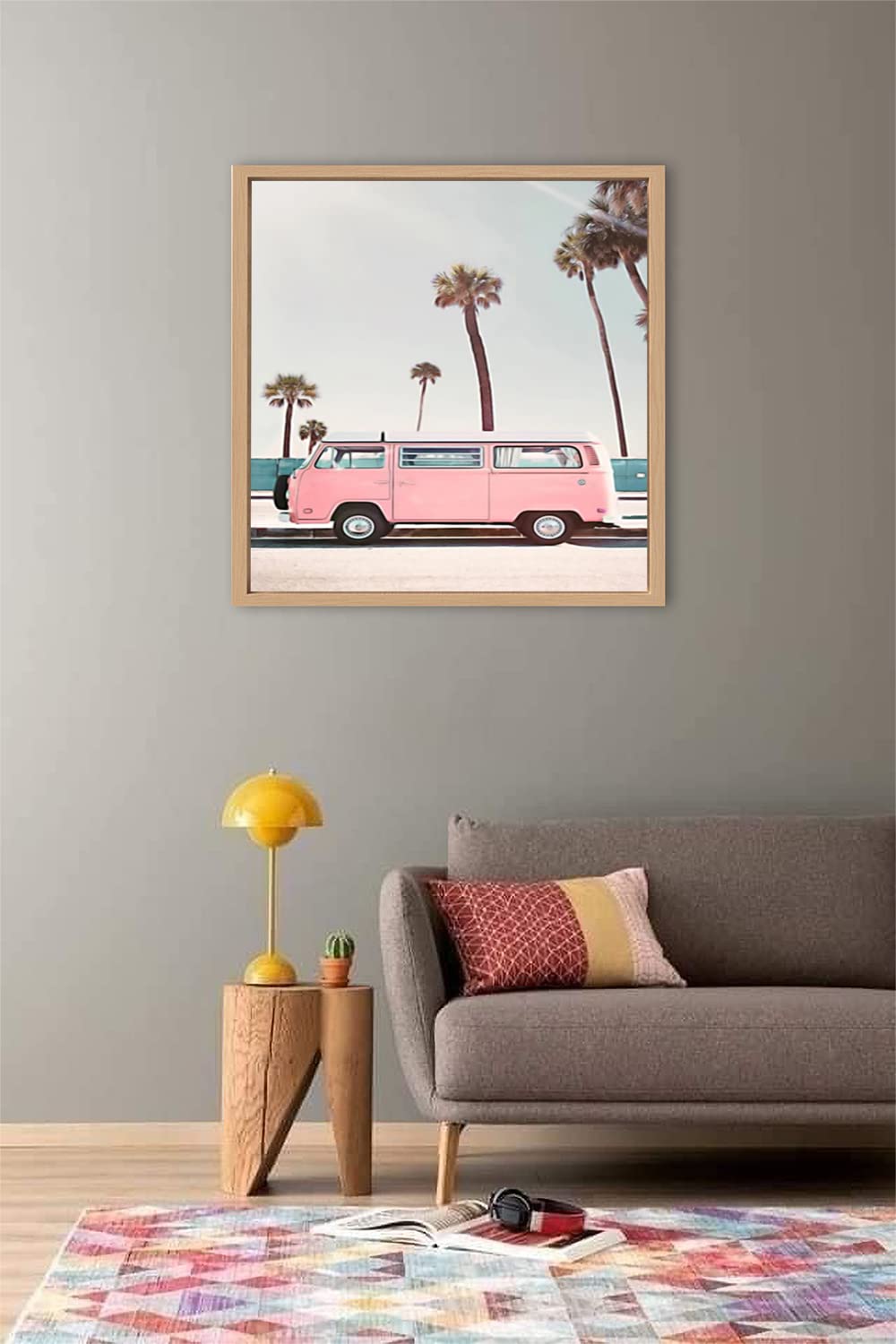 XtremeSkins Designs Print Wooden Floater Framed Canvas Wall Art Decoration Poster (22x22 Inch) - Beach Life In Sassy Pink Canvas B