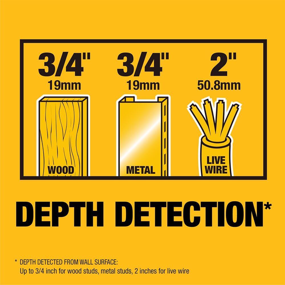 DEWALT Détecteur de Goujons 1,9 cm DW0100 avec flèches LED pour Bois et Métal
