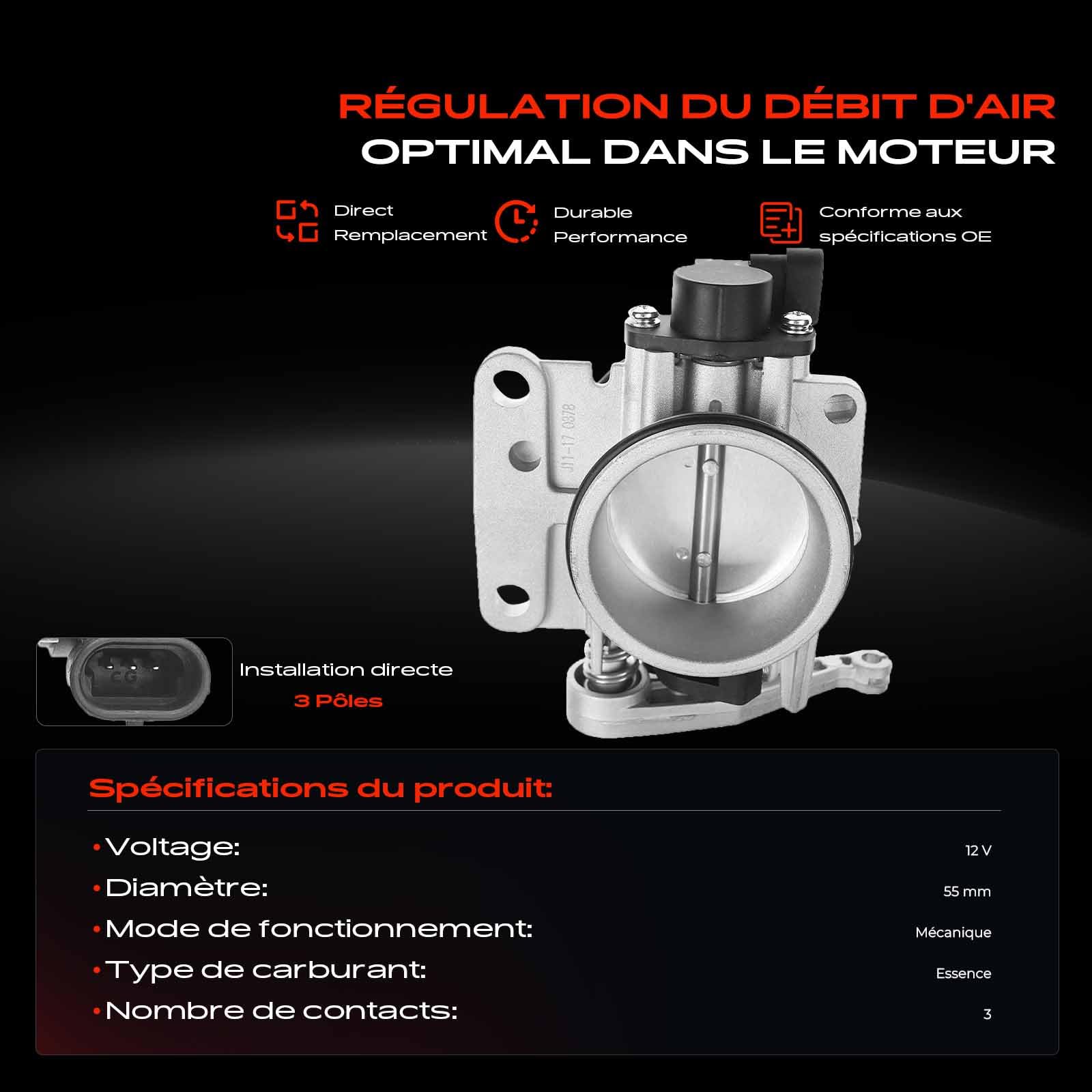 Frankberg Papillon des gaz, corps de papillon 7700102870 | Compatible avec: Logan MCV KS, M.e.g.a.n.e III Coupé DZ0/1, M.e.g.a.n.e II Coupé-Cabriolet EM0/1, Scénic I MPV FA0 JA0/1