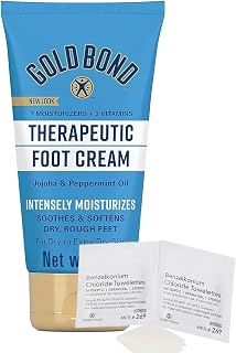 RadianceAura Foot Cream Bundle: BZK Antiseptic Towelettes + Gold Bond Peppermint Cream for Dry Cracked Feet, 4oz Triple Action Relief