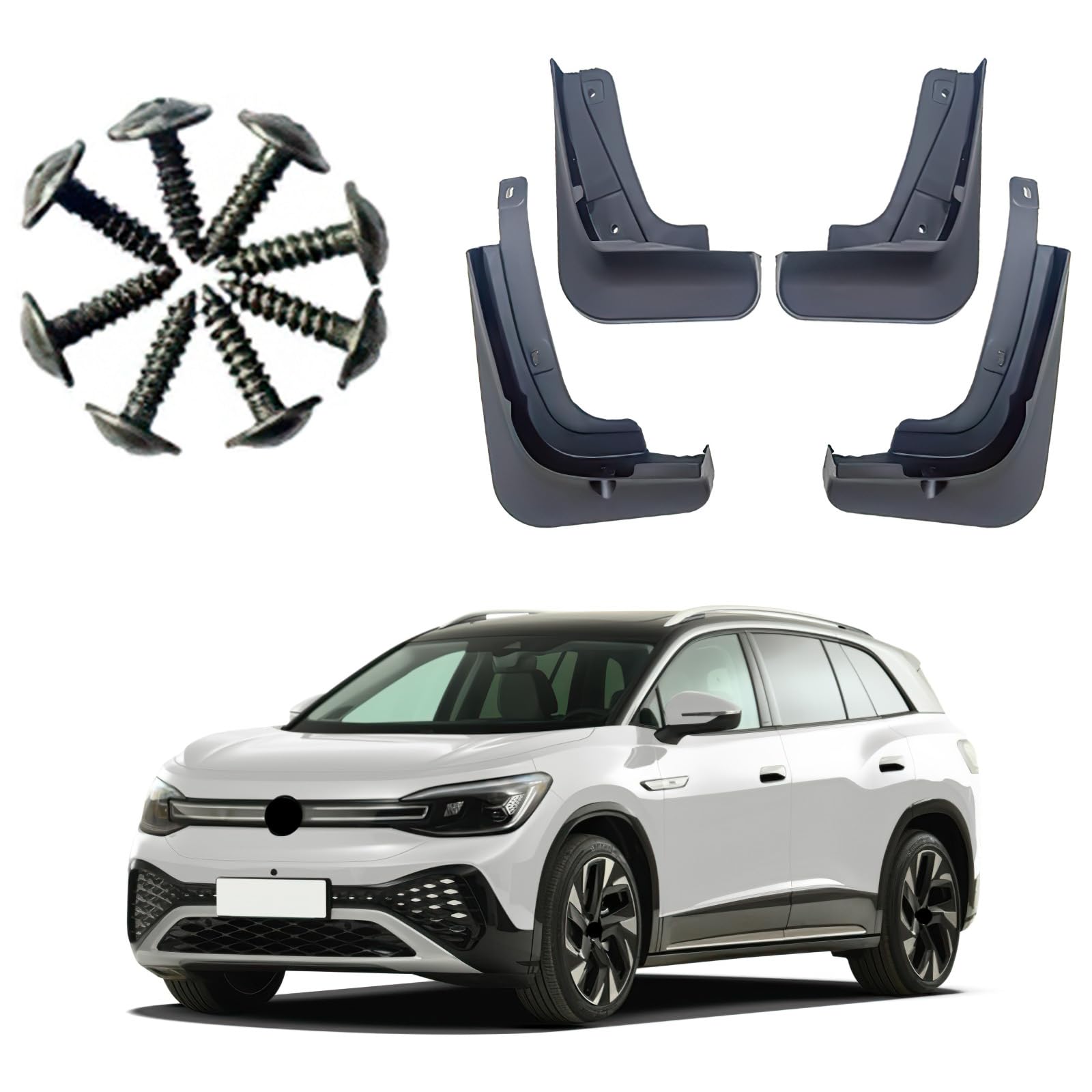 ontto Pack of 4 Mud Flaps Splash Guards Fits VW ID.6X ID.6 CROZZ 2021-2024 Car Mudflap with Screw Dustproof Scratch-Resistant Corrosion Car Front Rear Mudflap Replacement Accessories