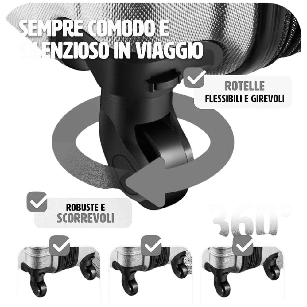 Malu Shoes Valigia 55x35x20 ruota smontabile 50x36x20 cm EasyJet Trolley Bagaglio a mano in ABS 4 Ruote Rimovibili (55x35x20 ruota smontato 50x36x20 cm) colori misti (BLU)