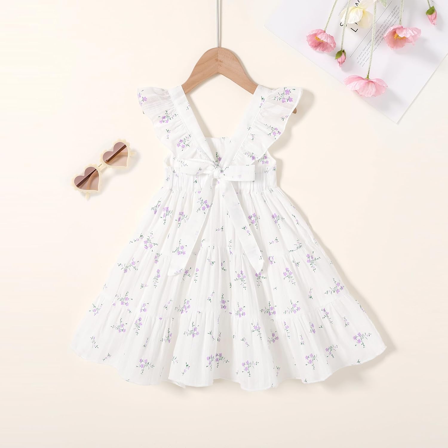 YOUNGER TREE Toddler Baby Girls Dress Summer Ruffle Sleeve Halter Casual Kids Beach Sundress - Image 3