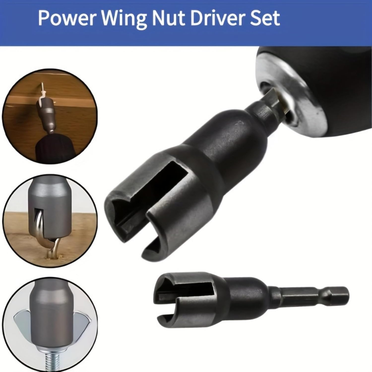 2pc Power Wing Nut Driver Set,Slot Wing nuts Drill Bit Socket Wrenches Tools Set,1/4" Hex Shank Drills Bits for Panel Nuts screws bolt