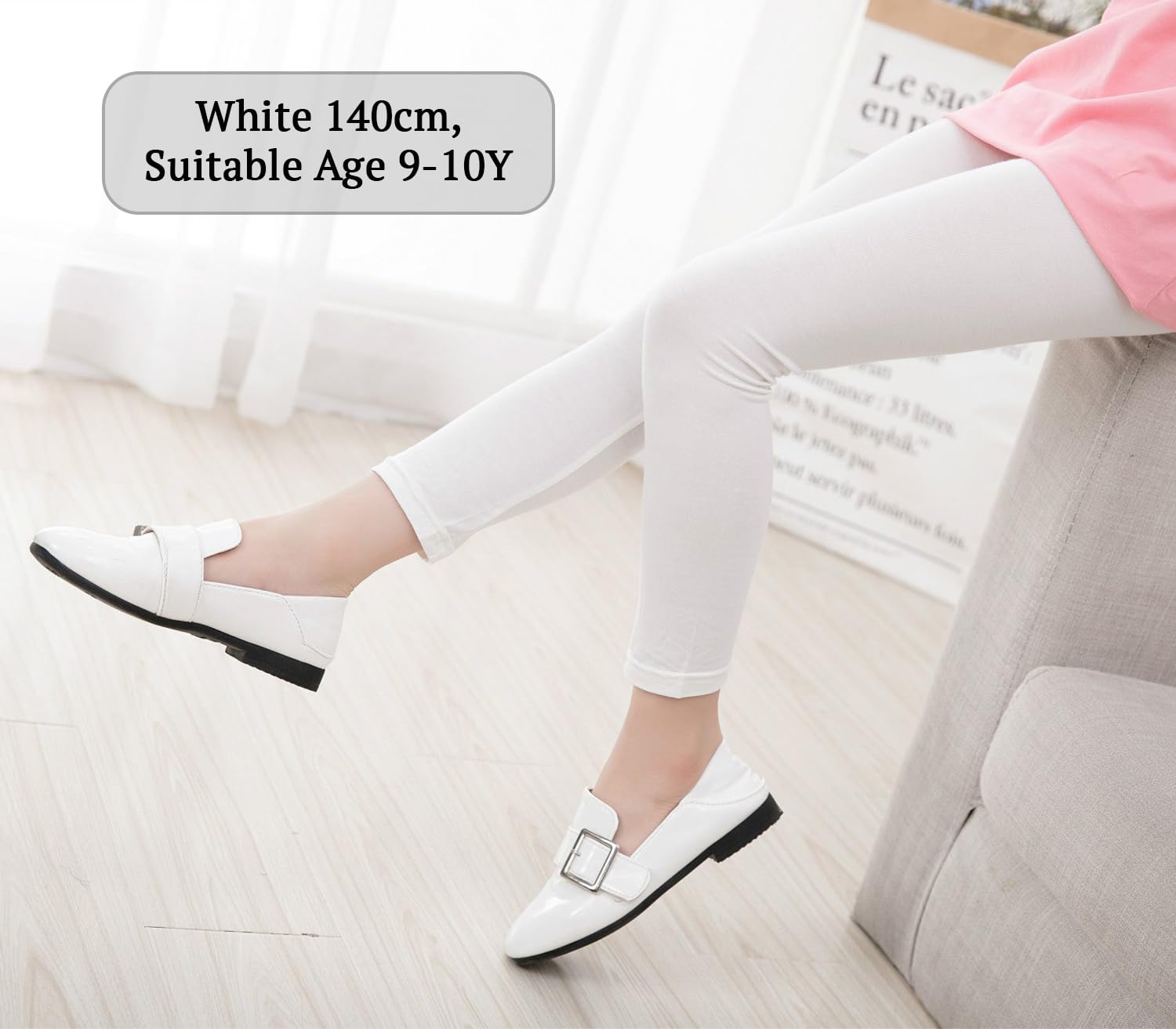 SYGA Girls Leggings, Soft & Stretchable Cotton Infant Toddler Leggings, Suitable for All Seasons, Size 7-8 Years(White) - Image 3 thumbnail