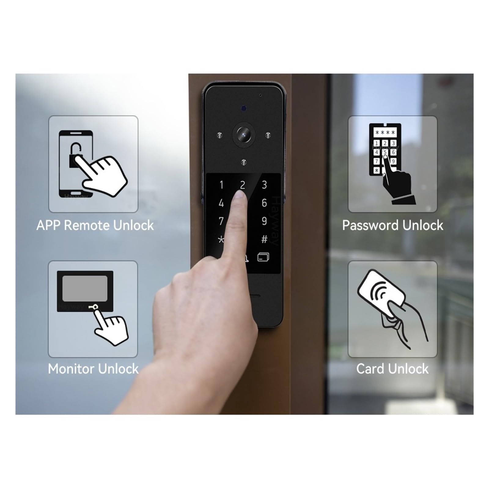 Di Videocitofono 1080P WiFi Wireless For Campanello Video Domestico Con Rilevamento Del Movimento Sblocco RFID Protezione Contro Tutte Intemperie(H-Z6-P221W-M710WA)