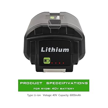 Amazon.com: DV8DKV7 40V 6.0Ah Battery Replacement for Ryobi