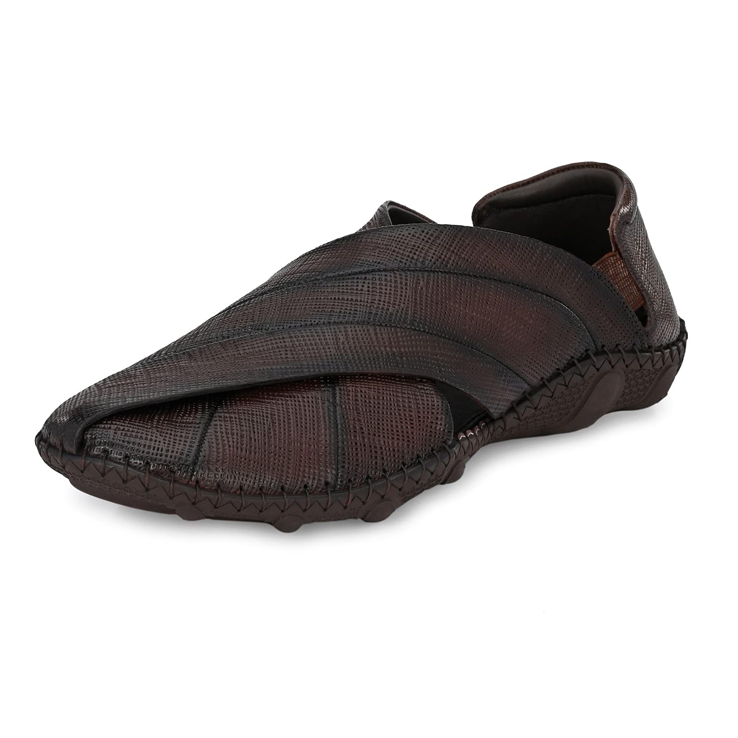 HITZ Mens Brown Leather Slip-On Shoe Style Sandals - 6 (B095KNQ83V) Amazon Price History, Amazon Price Tracker